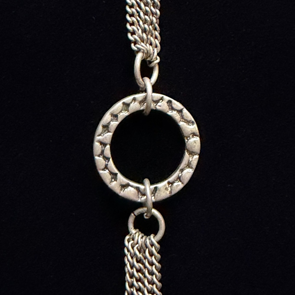 Multi-Strand Chain Necklace Women OS Silver Textured Link Layered - Picture 9 of 11
